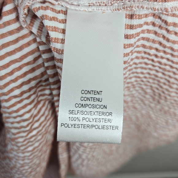 Wayf Womens Isabelle Midi Dress Sz S Shirred Seersucker Striped Adj Straps Red - Picture 7 of 13